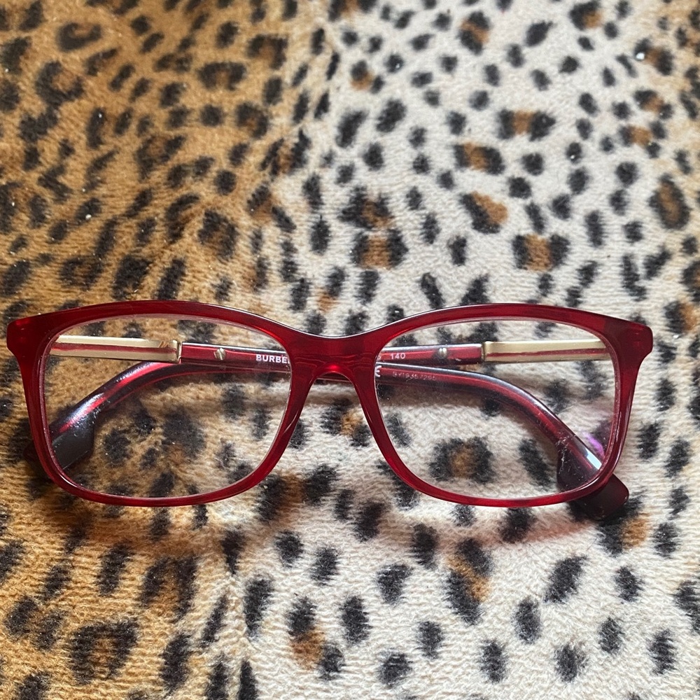 Burberry plaid Red plastic square Eyeglasses made in Italy for prescription